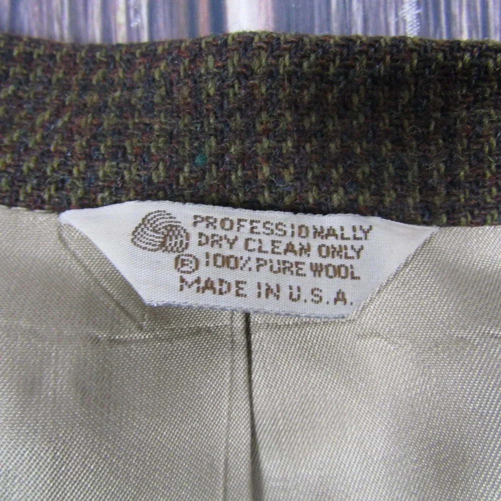 Hunt Valley Sport Coat Mens 42L Brown Wool Tweed Suede Elbow Patches Blazer USA